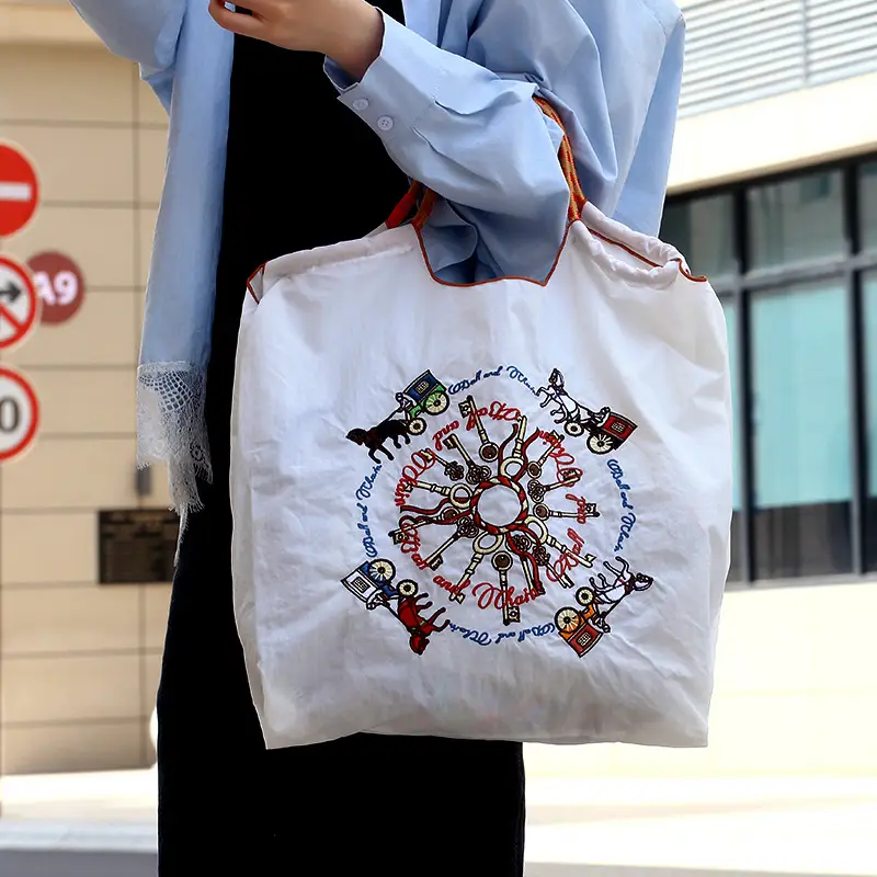 Embroidered Crossbody Bag for Women Large Capacity Orange Blue — feature 12