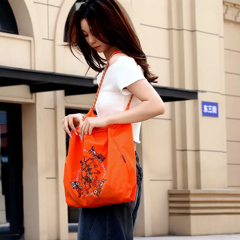 Embroidered Crossbody Bag for Women Large Capacity Orange Blue — feature 14