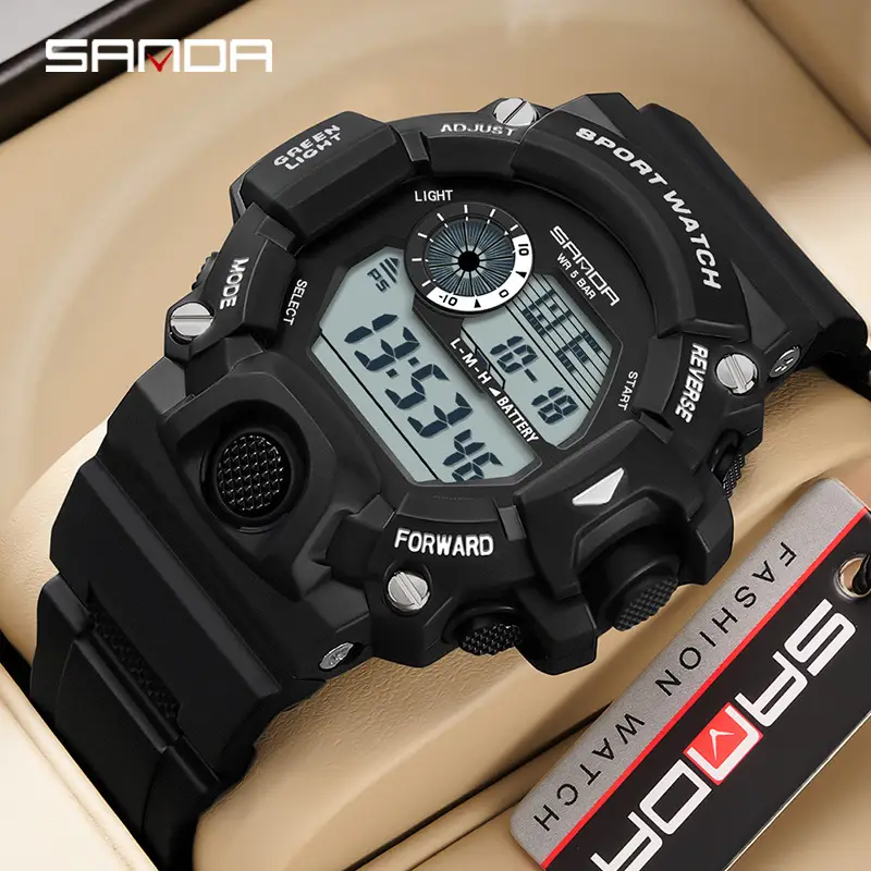 Sanda Sport Watch Black Luminous Multi-Function Waterproof - Image 8