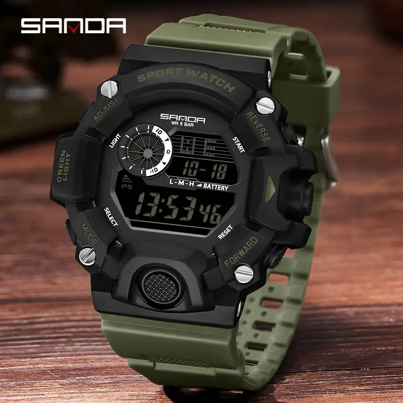 Sanda Sport Watch Black Luminous Multi-Function Waterproof - Image 9