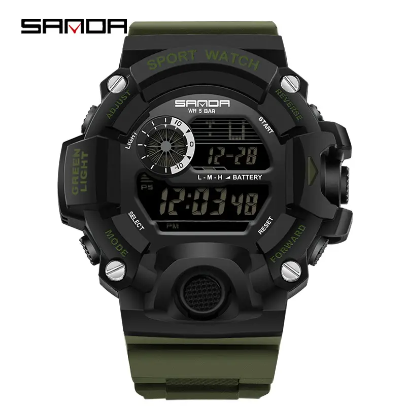 Sanda Sport Watch Black Luminous Multi-Function Waterproof - Image 2