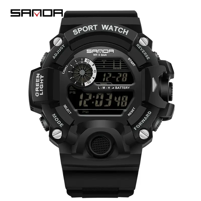 Sanda Sport Watch Black Luminous Multi-Function Waterproof - Image 3