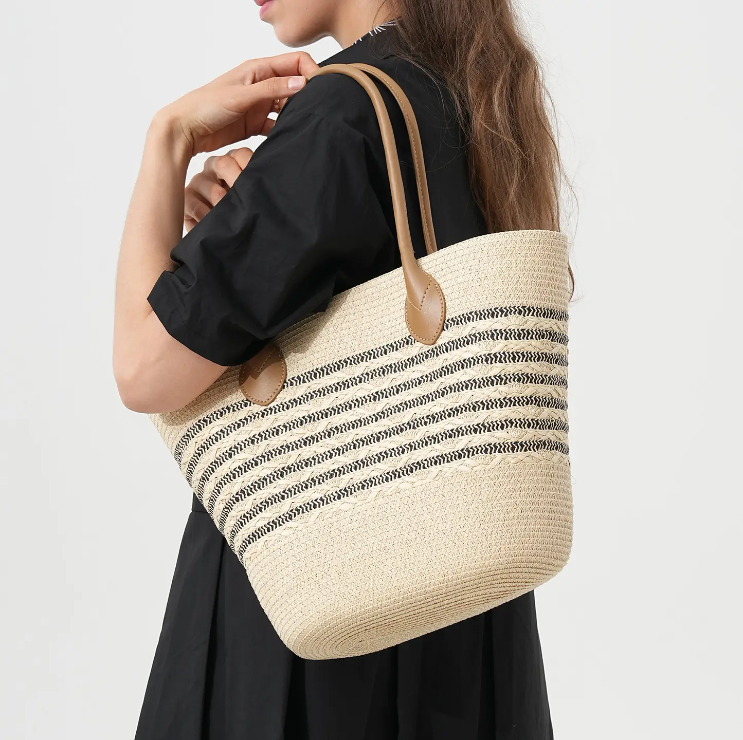 Women Straw Tote Bag Large Capacity One Shoulder
