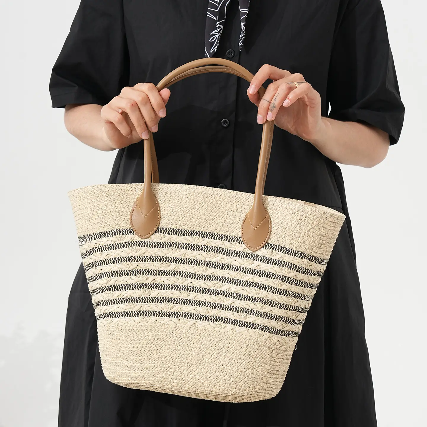 Women Straw Tote Bag Large Capacity One Shoulder
