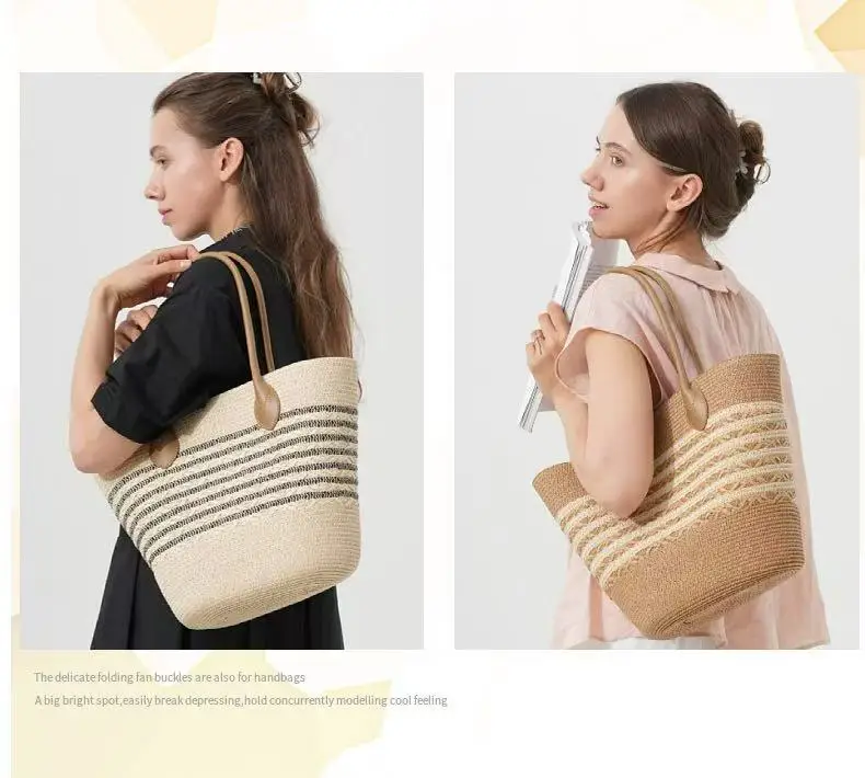 Women Straw Tote Bag Large Capacity One Shoulder — feature 6