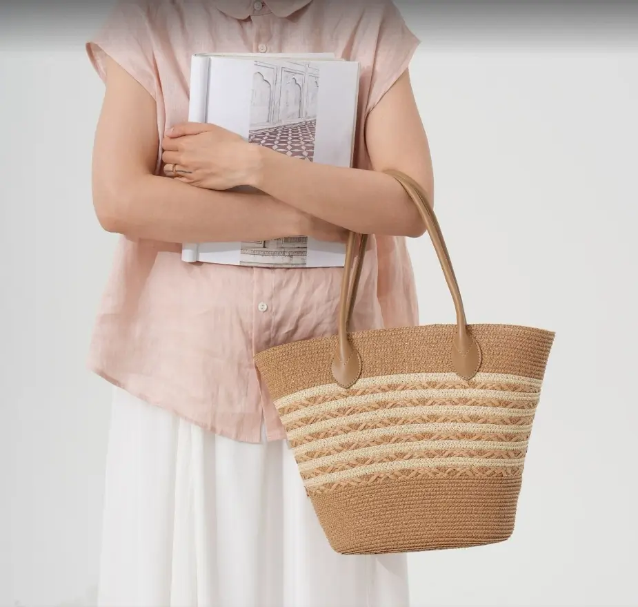 Women Straw Tote Bag Large Capacity One Shoulder