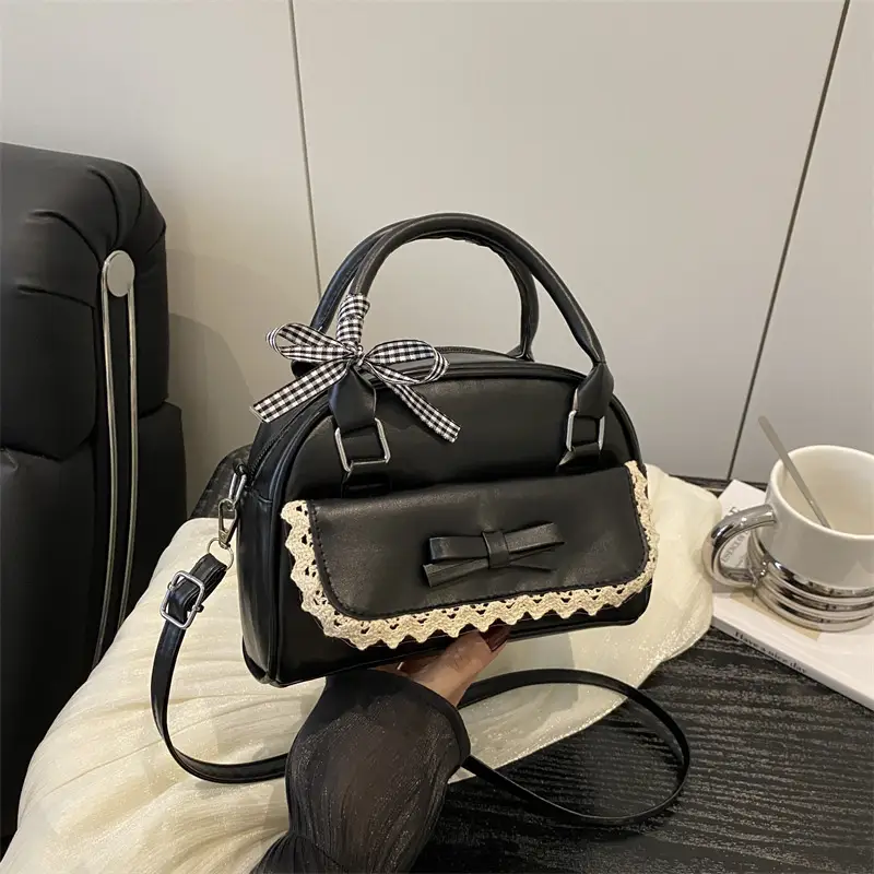 Pink Lace Bow Shoulder Bag for Women