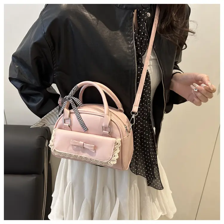 Pink Lace Bow Shoulder Bag for Women — feature 11