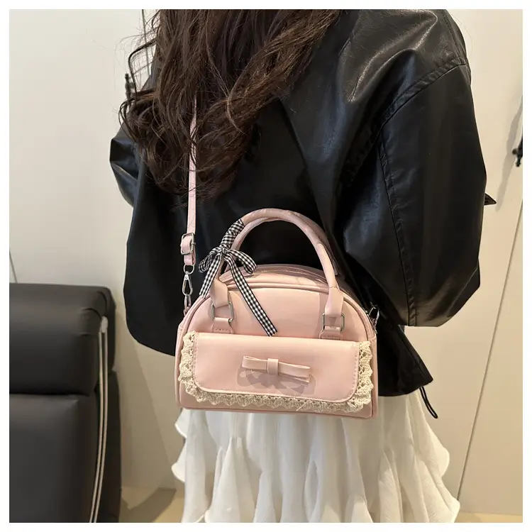 Pink Lace Bow Shoulder Bag for Women — feature 12