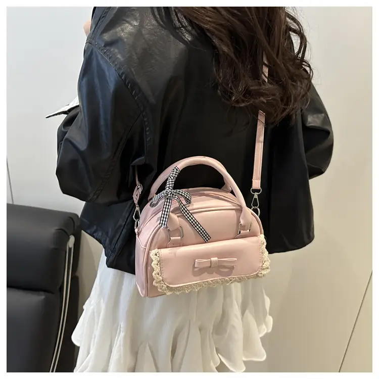 Pink Lace Bow Shoulder Bag for Women — feature 13