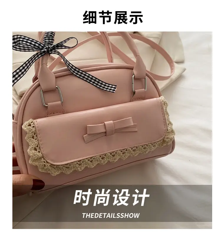 Pink Lace Bow Shoulder Bag for Women — feature 3