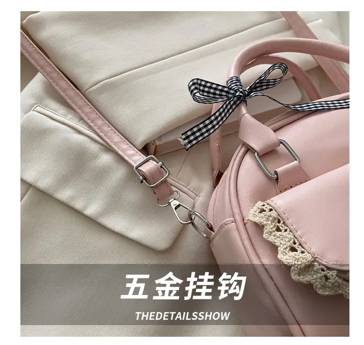 Pink Lace Bow Shoulder Bag for Women — feature 4