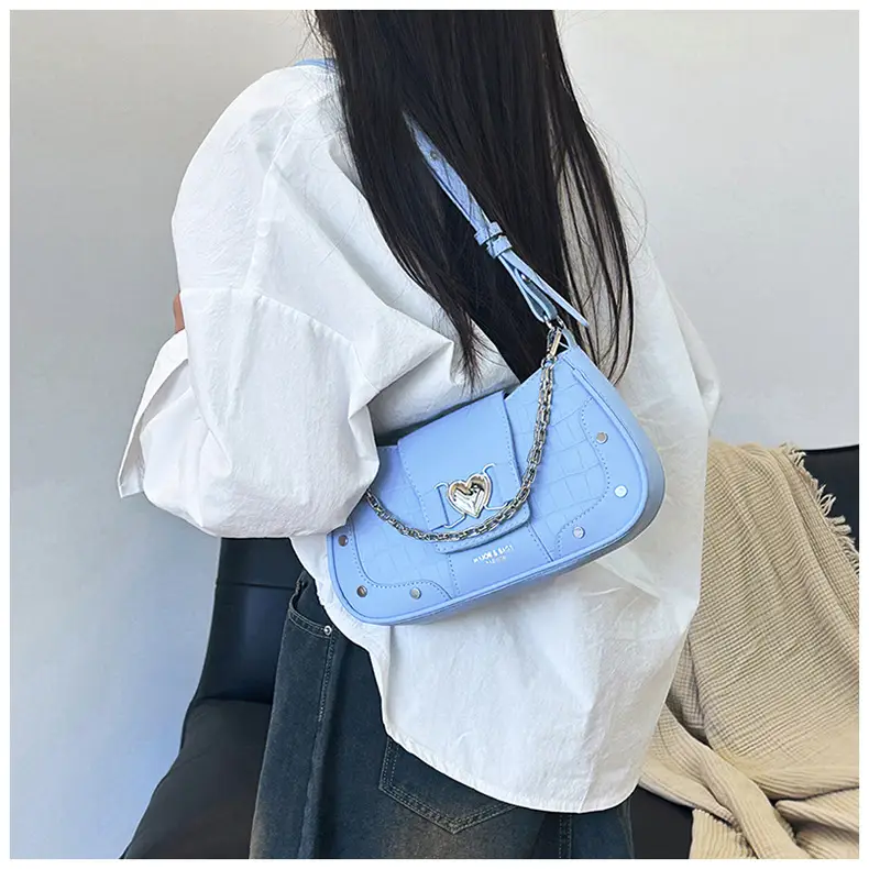 Women's Korean Style Armpit Bag White Pink Leather — feature 12