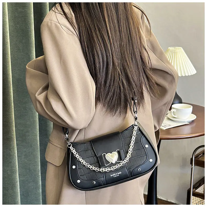 Women's Korean Style Armpit Bag White Pink Leather — feature 17