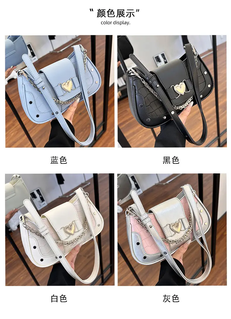 Women's Korean Style Armpit Bag White Pink Leather — feature 5