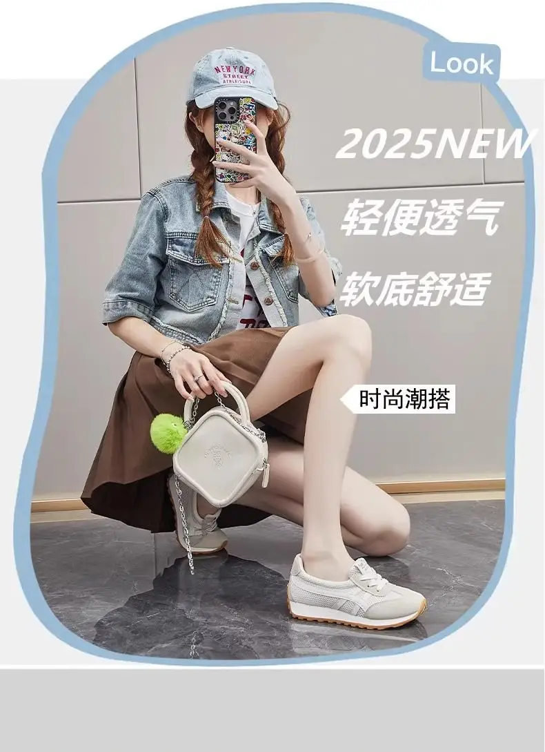 Women's 2025 Lace-up Skechers White Mesh Casual Shoes — feature 3
