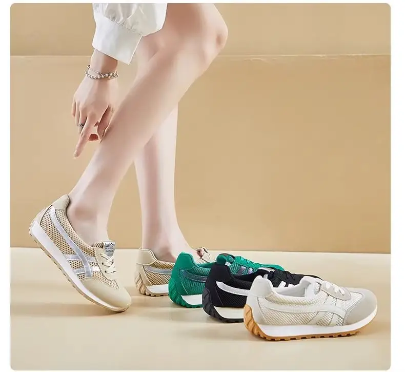 Women's 2025 Lace-up Skechers White Mesh Casual Shoes — feature 8
