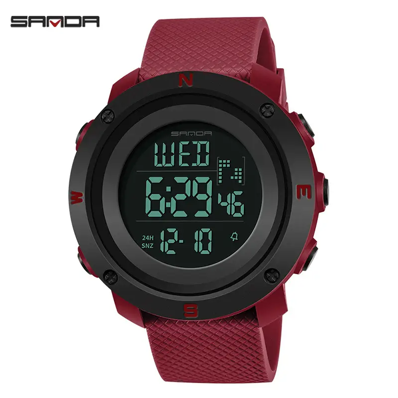 Sanda Red Digital Outdoor Watch for Men - Image 2
