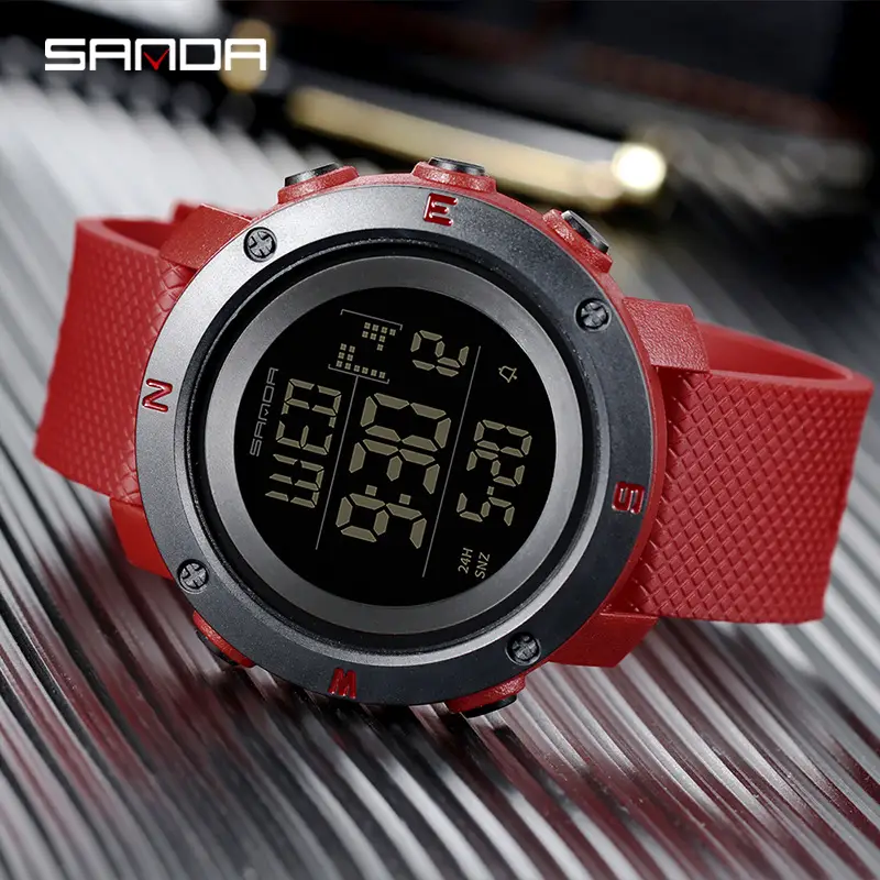 Sanda Red Digital Outdoor Watch for Men - Image 3