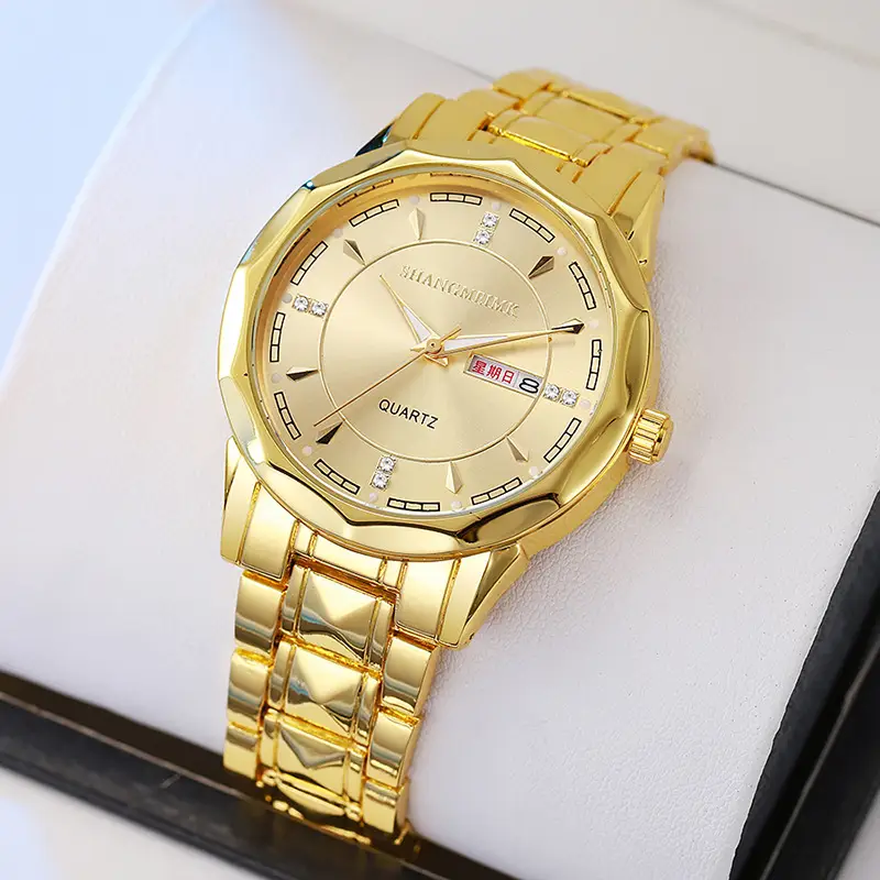 Men's Luminous Blue Quartz Watch with Rivet Steel Band - Image 7