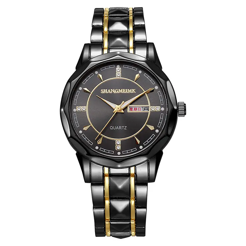 Men's Luminous Blue Quartz Watch with Rivet Steel Band - Image 2