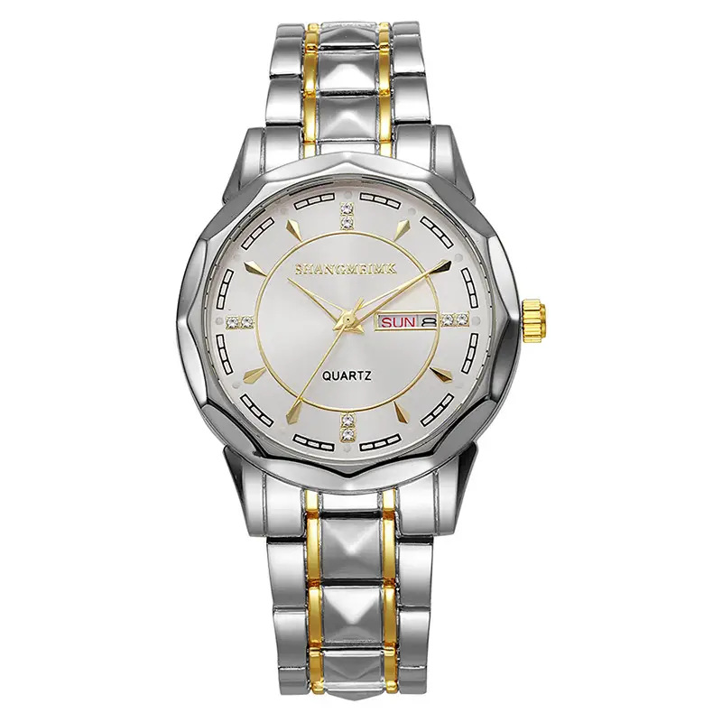 Men's Luminous Blue Quartz Watch with Rivet Steel Band - Image 3