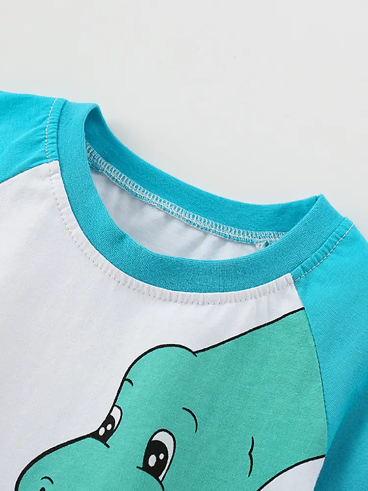 Cross-border Boys T-shirt Small Medium Blue Cartoon - Image 3