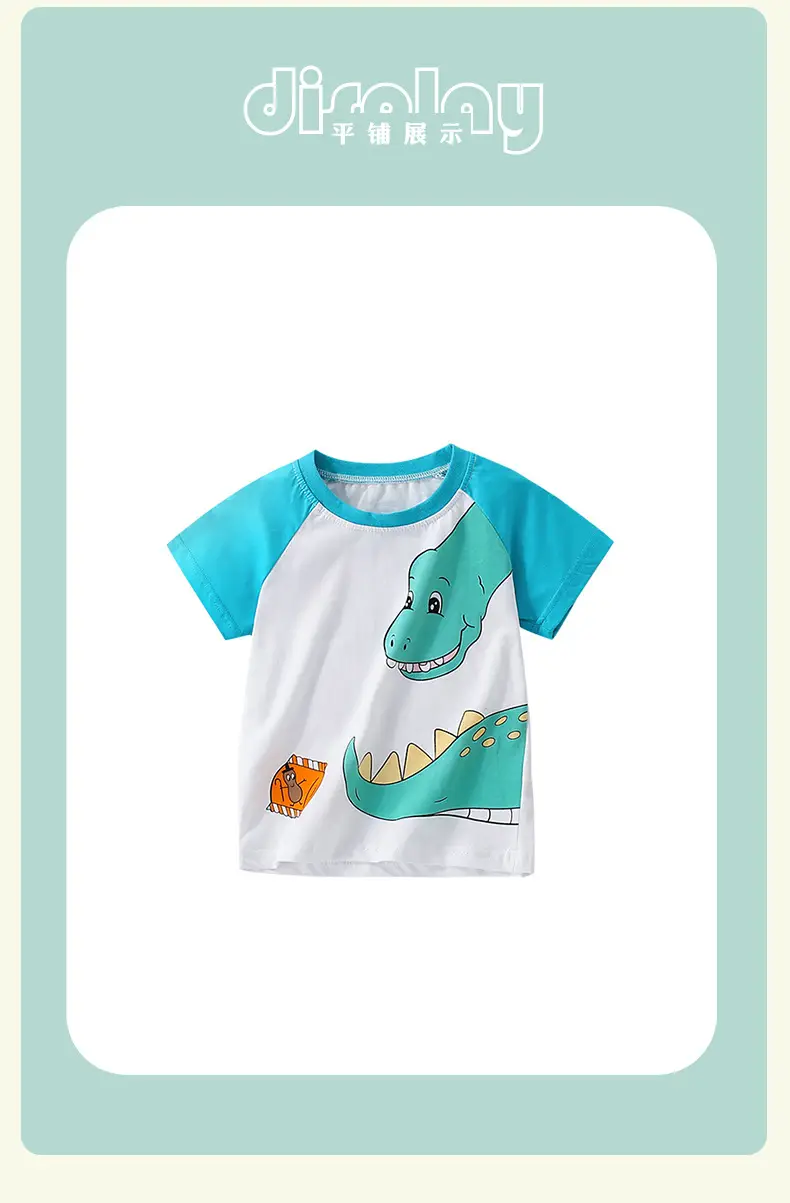 Cross-border Boys T-shirt Small Medium Blue Cartoon — feature 11