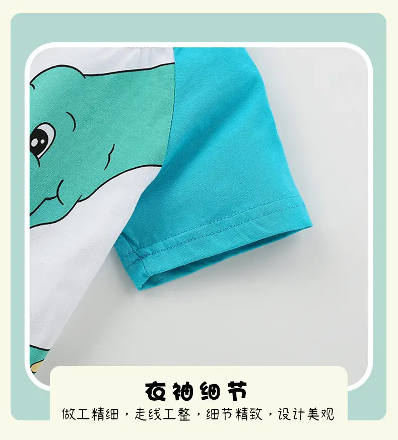 Cross-border Boys T-shirt Small Medium Blue Cartoon — feature 9