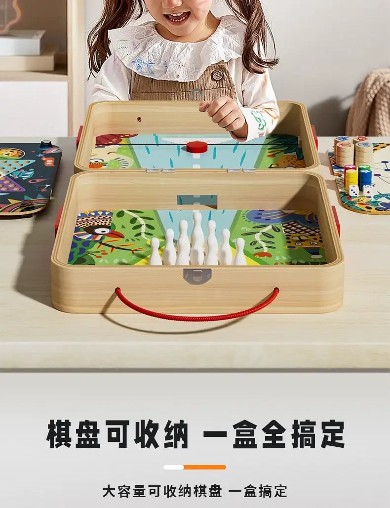 Wooden Multifunctional Chessboard Checkers Flying Chess Gobang All-in-One Table Game Parent-Child Interactive Children's Educational Toys — feature 7