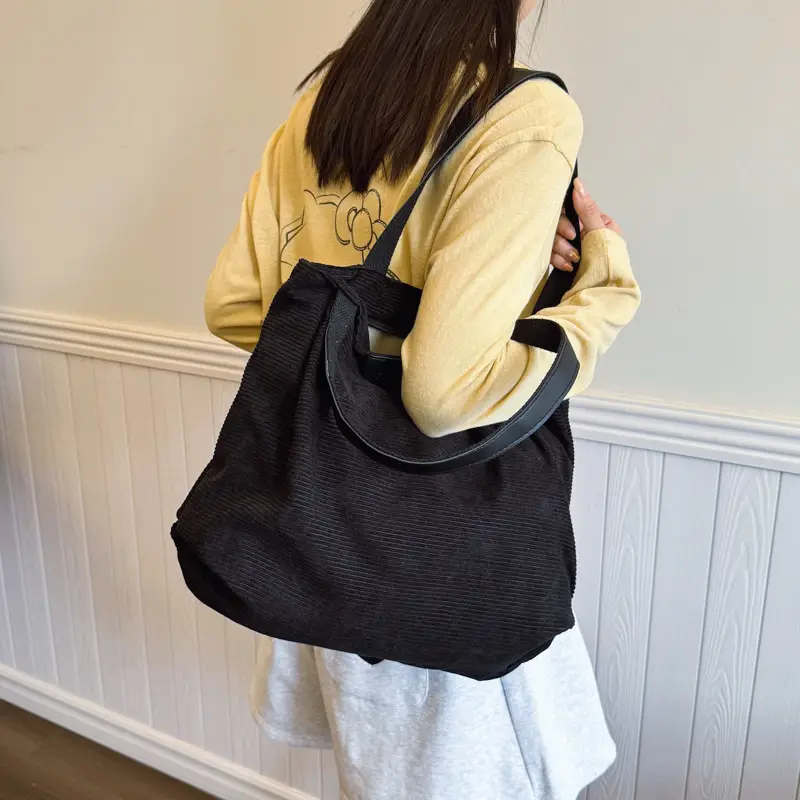 Gray Canvas Shoulder Bag for Women Casual Work Bag - Image 6