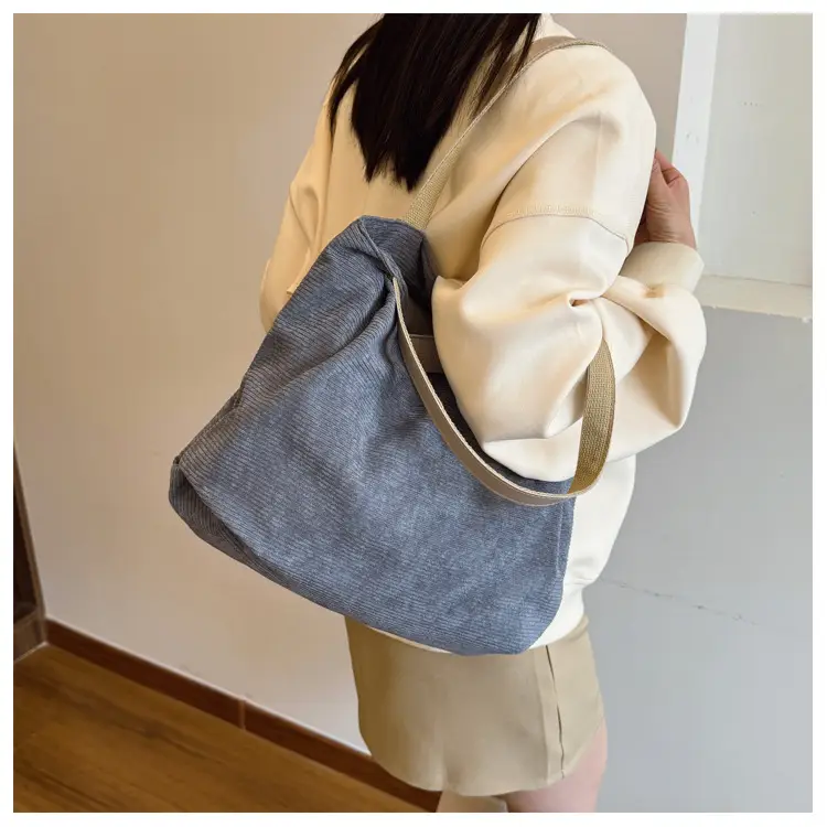 Gray Canvas Shoulder Bag for Women Casual Work Bag — feature 12