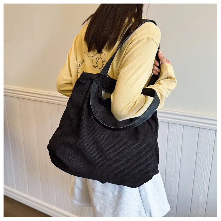 Gray Canvas Shoulder Bag for Women Casual Work Bag — feature 27