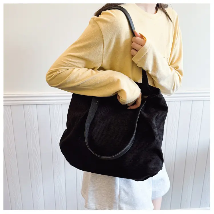 Gray Canvas Shoulder Bag for Women Casual Work Bag — feature 28