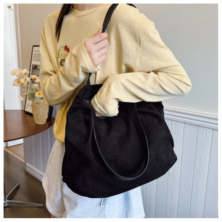 Gray Canvas Shoulder Bag for Women Casual Work Bag — feature 29