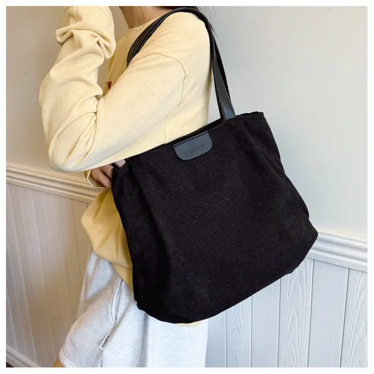 Gray Canvas Shoulder Bag for Women Casual Work Bag — feature 31