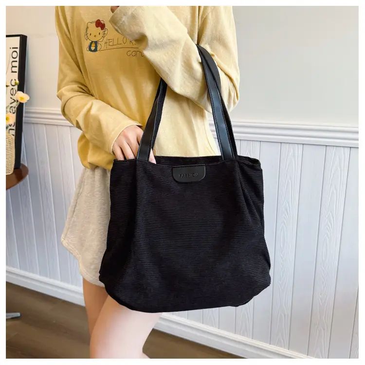 Gray Canvas Shoulder Bag for Women Casual Work Bag — feature 33