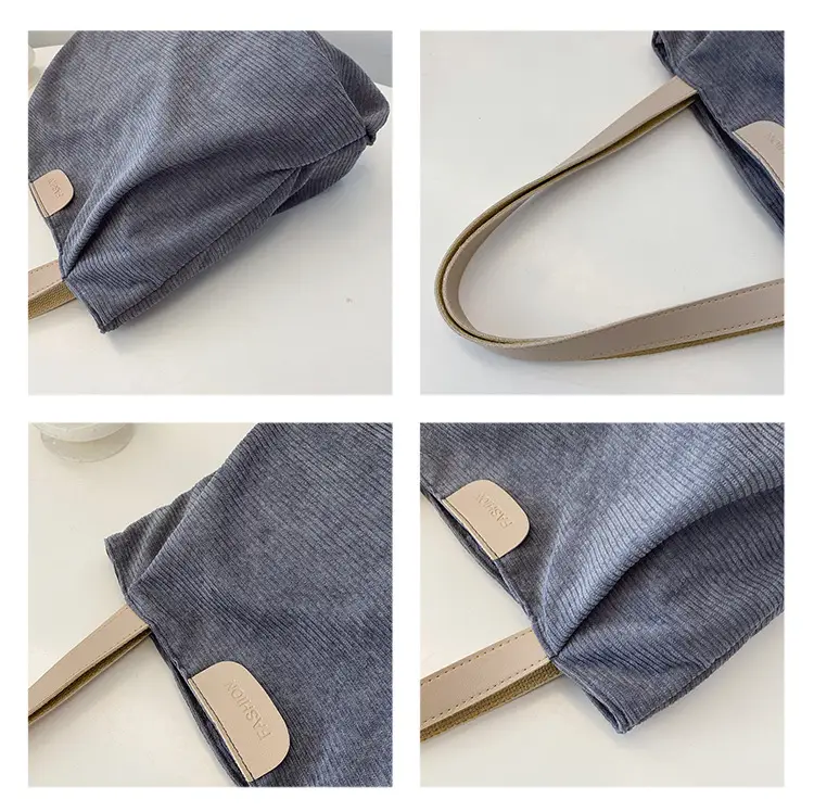 Gray Canvas Shoulder Bag for Women Casual Work Bag — feature 38