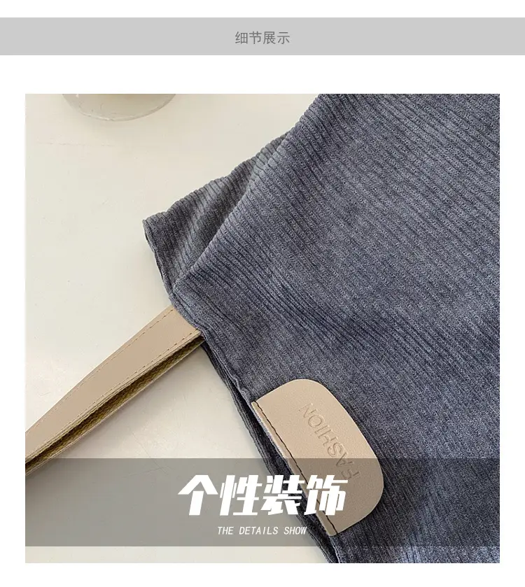 Gray Canvas Shoulder Bag for Women Casual Work Bag — feature 4