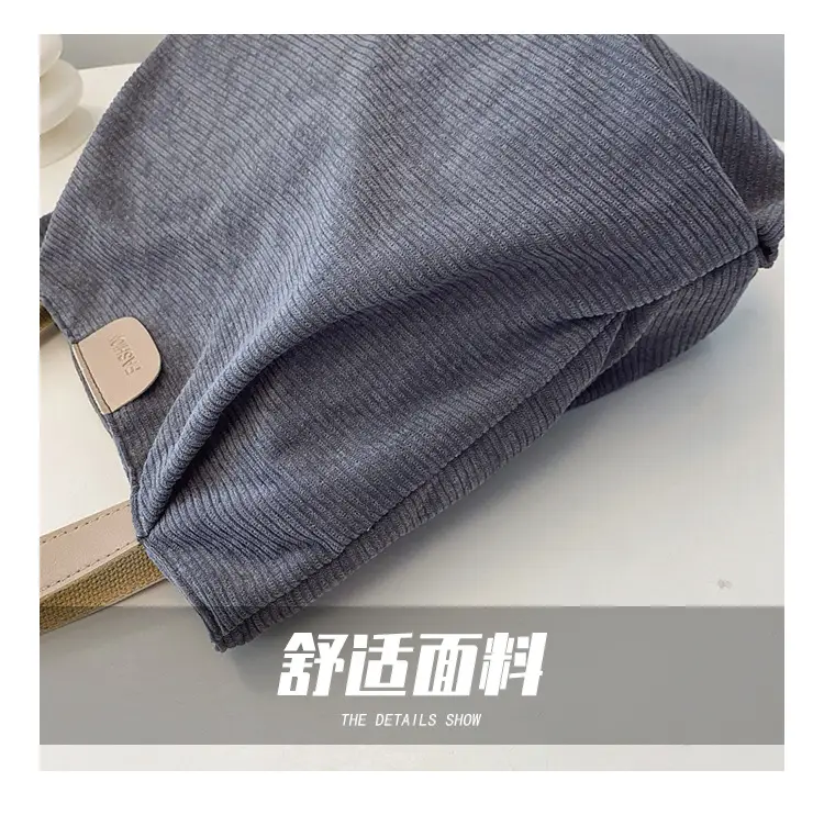 Gray Canvas Shoulder Bag for Women Casual Work Bag — feature 7