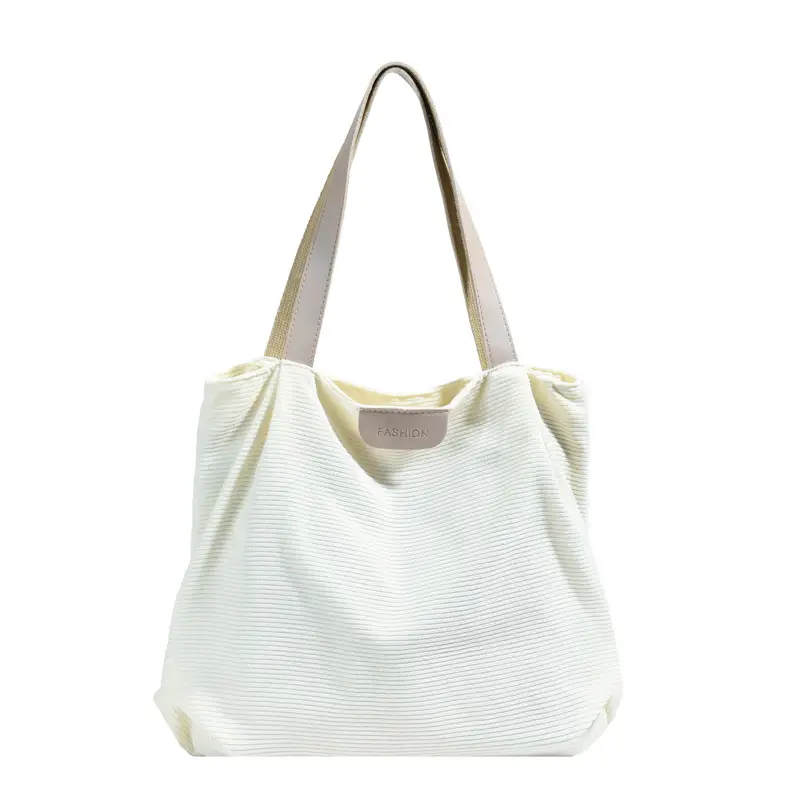Gray Canvas Shoulder Bag for Women Casual Work Bag - Image 2