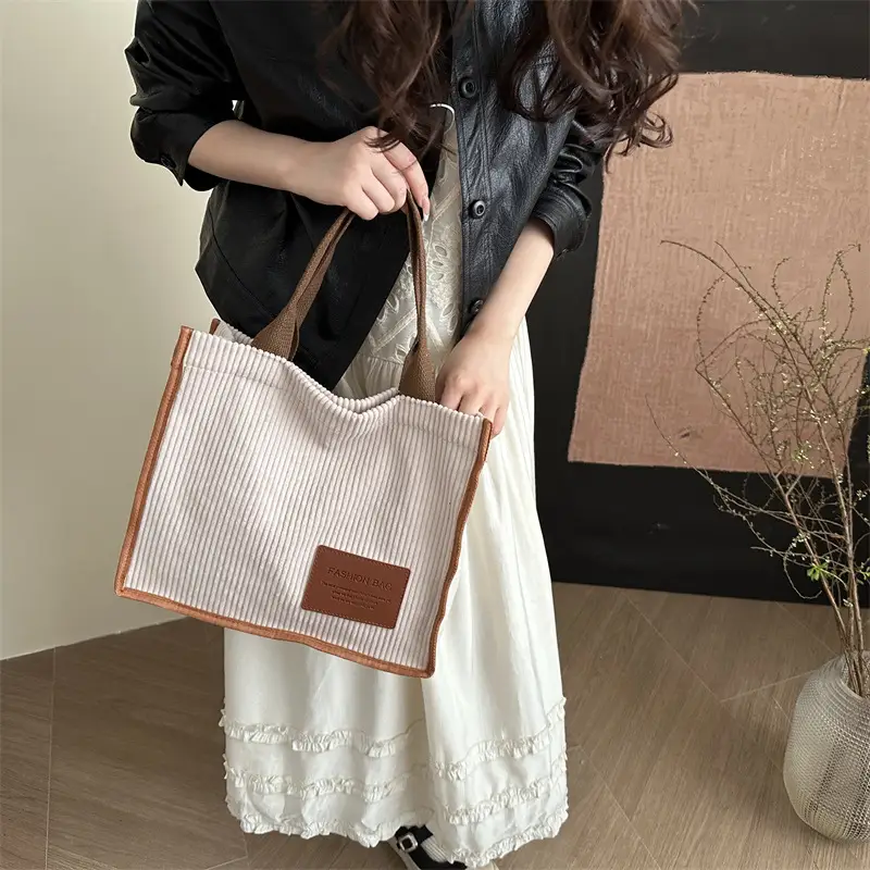 Women's Japanese Style Tote Bag Large Capacity Brown - Image 11