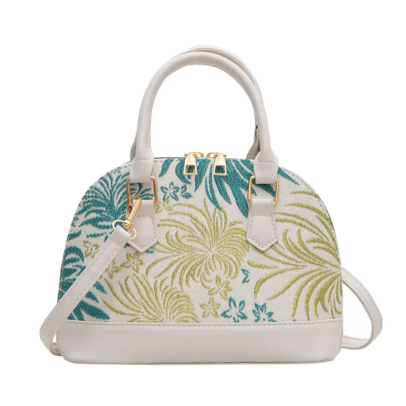 Red Embroidered Shell Handbag for Women - Image 9