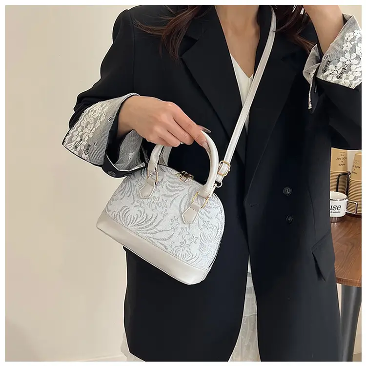 Red Embroidered Shell Handbag for Women — feature 29
