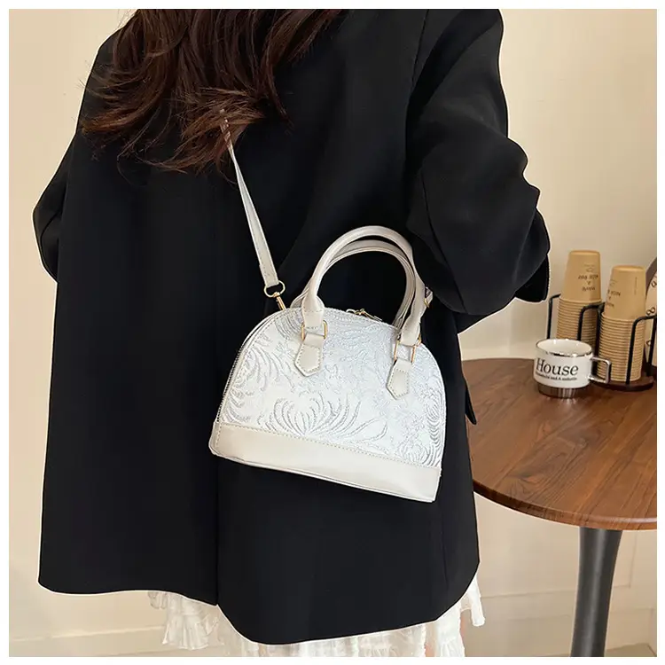 Red Embroidered Shell Handbag for Women — feature 31