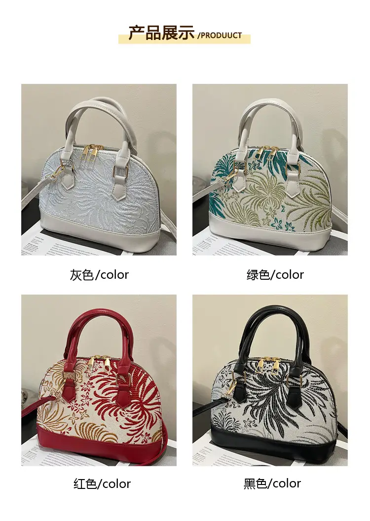 Red Embroidered Shell Handbag for Women — feature 5