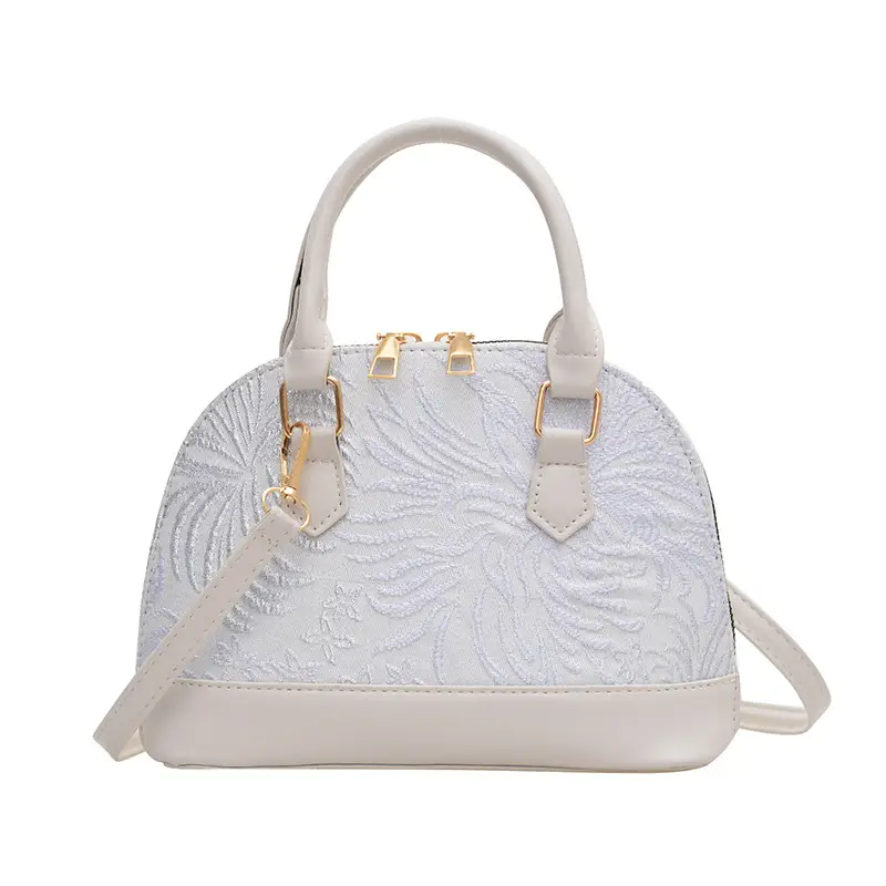 Red Embroidered Shell Handbag for Women - Image 2