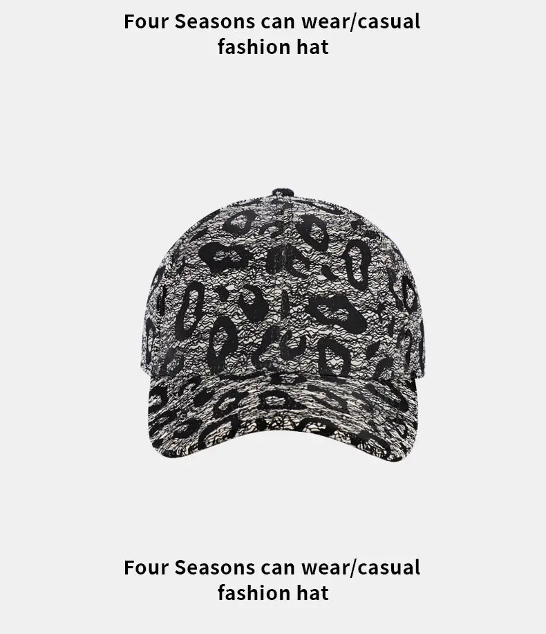 Black Leopard Print Baseball Cap Sun Visor with Adjustable Closure — feature 11