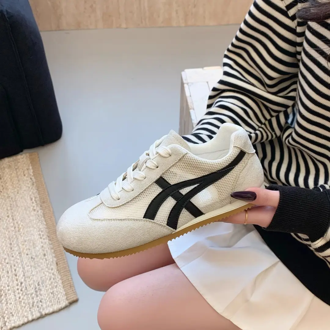 Genuine Leather Mesh Forrest Gump Shoes for Women 2025 Spring and Summer New Round Toe Breathable Thick Sole Versatile Jogging Casual Sports Shoes Trend - Image 8