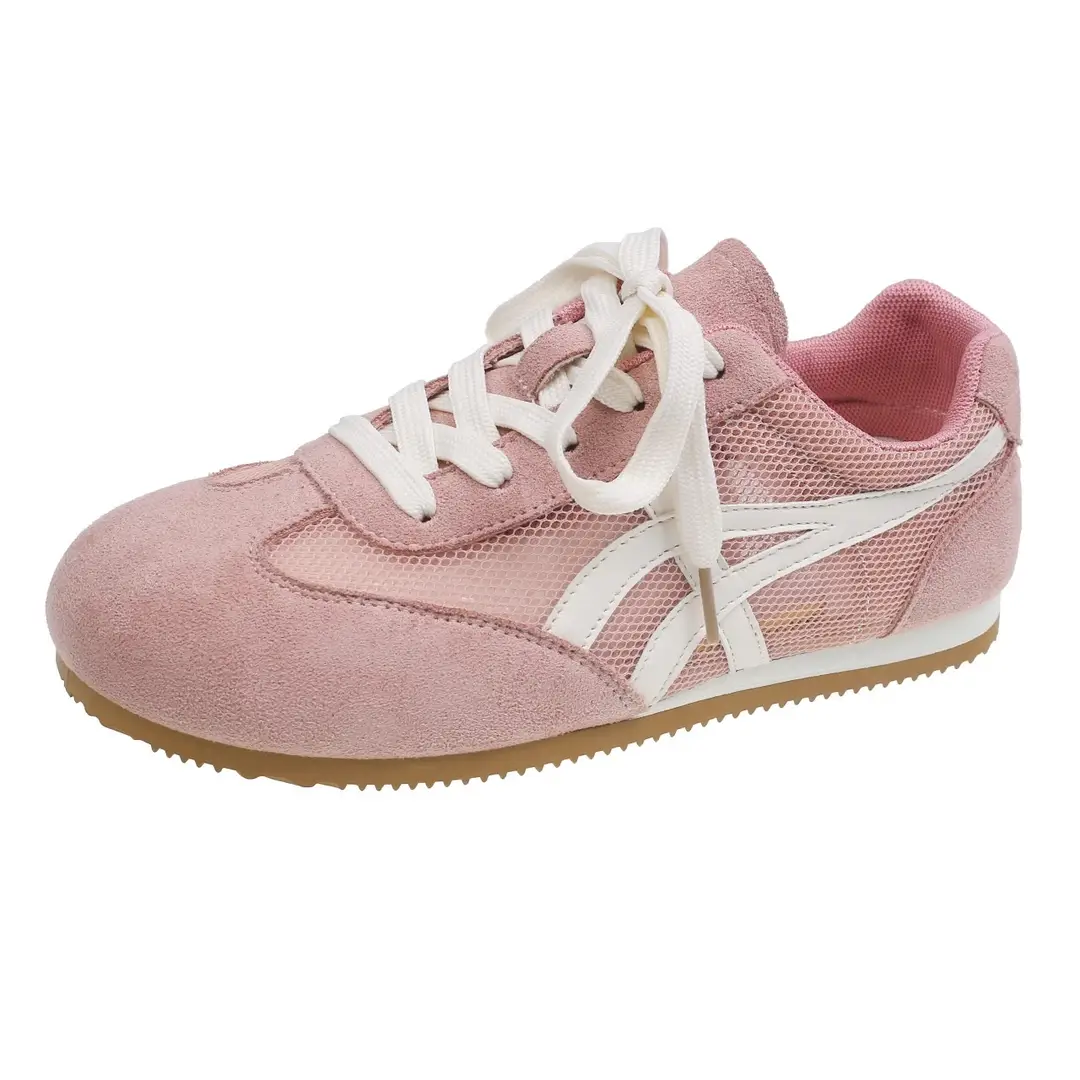 Genuine Leather Mesh Forrest Gump Shoes for Women 2025 Spring and Summer New Round Toe Breathable Thick Sole Versatile Jogging Casual Sports Shoes Trend - Image 11